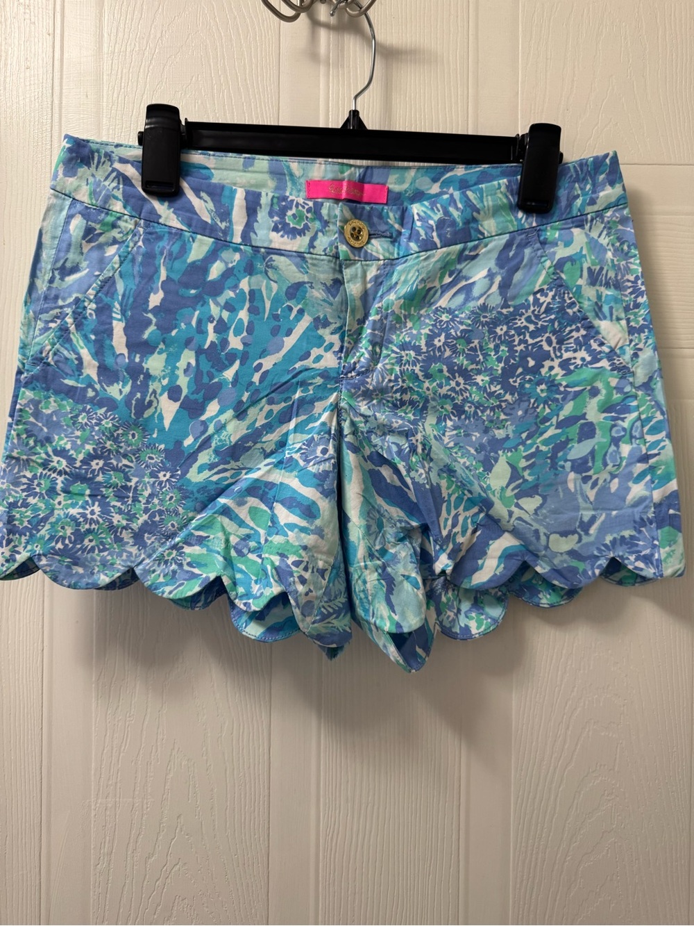 Lilly Pulitzer Blue & Aqua Floral Scallop Hem Skort